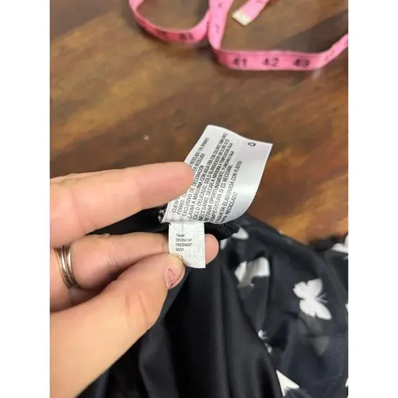 Wild Fable Black White Butterfly Mini Slip Skirt Ruffle Hem Bow Pull on Small - Picture 5 of 5